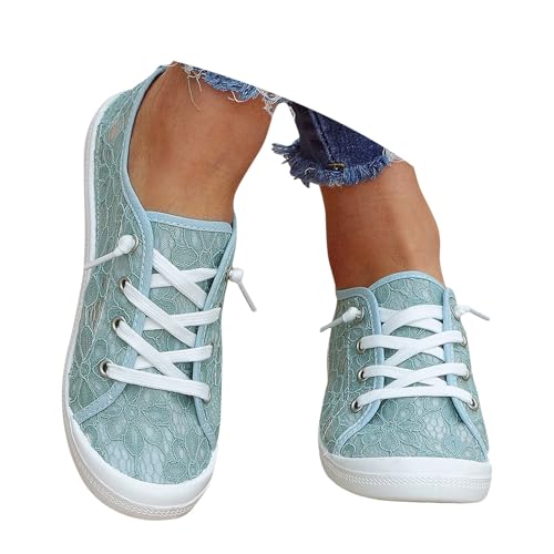 EQWIGKEIT Trachtenschuhe Damen Flach Dirndl Schuhe Spitzen Mesh Atmungsaktive Trachten Sneaker Oktoberfest Elegante Hochzeitsschuhe Bestickte Bequeme Leichte Brautschuhe Lace Sportschuhe von EQWIGKEIT