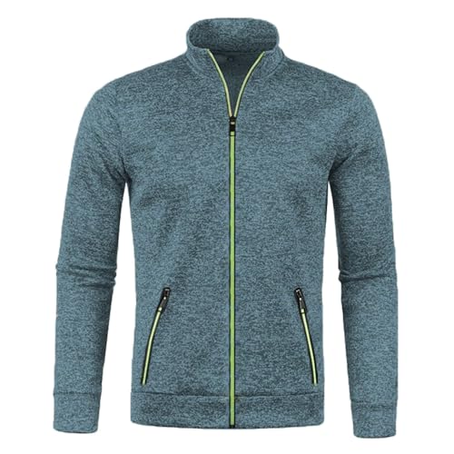 EQWIGKEIT trachtenstrickjacke für herren, Herren Strickjacke Mit Reissverschluss Basic Cardigan Trachten Übergangsjacke Ohne Kapuze Trachtenjacke Langarm Freizeitjacke Leichte Einfarbig Herbstjacke von EQWIGKEIT