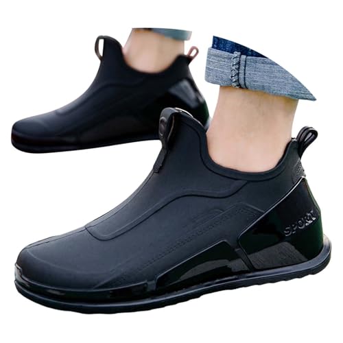 Gummistiefel Herren Halbhoch Kurze Gartenschuhe Outdoor Regenstiefel Wasserdicht Kurzstiefel Rutschfest Reitstiefel Unisex Erwachsene Arbeitsschuhe Einfarbig Regenstiefeletten von EQWIGKEIT
