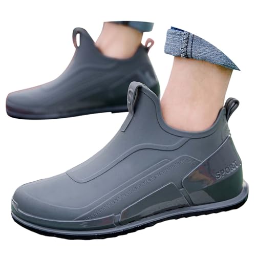 Gummistiefel Herren Halbhoch Kurze Gartenschuhe Outdoor Regenstiefel Wasserdicht Kurzstiefel Rutschfest Reitstiefel Unisex Erwachsene Arbeitsschuhe Einfarbig Regenstiefeletten von EQWIGKEIT