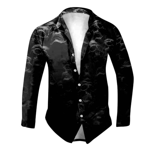 Halloween Kostüm Herren Hemd Totenkopf Muster Langarmhemd Basic Freizeithemden Regular Fit Lustige Bedruckt Trachtenhemd Entsetzen Horror mit Knöpfen Mustershirts Oberteile Revers Halloweenhemd Halloween Kostüm Herren Hemd Totenkopf Muster Langarmhemd Basic Freizeithemden Regular Fit Lustige Bedruckt Trachtenhemd Entsetzen Horror mit Knöpfen Mustershirts Oberteile Revers Halloweenhemd von EQWIGKEIT