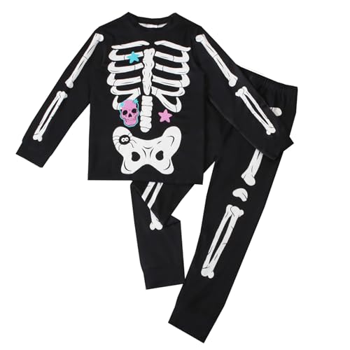 Halloween kostüm Junge, Halloween Pyjama Kinder Unisex Lang Hose Und Top 2 Teilige Zweiteilig Schlafanzug Langarm Loungewear Winter Jungen Mädchen Hausanzug Weich Baumwolle Nachtwäsche von EQWIGKEIT