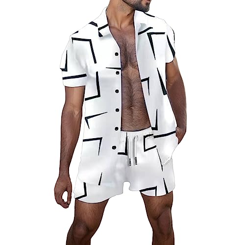 Herren Trainingsanzug Set Lässig Jogginganzug Casual T Shirts Und Kurze Hose Freizeitanzug Regular Fit Sommer Anzug 2 Teiliges Business Outfit Sportanzug Baggy von EQWIGKEIT