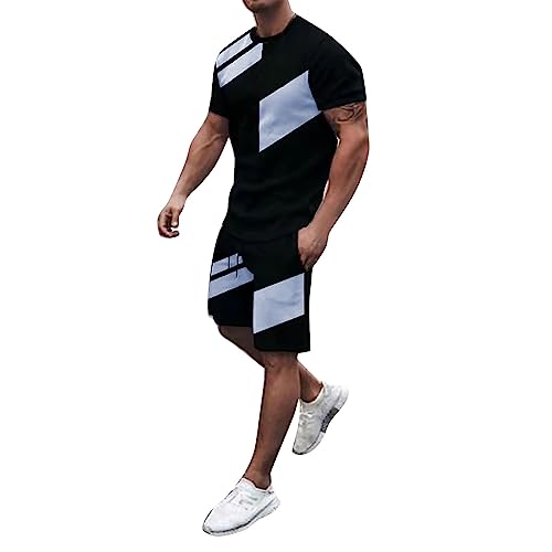 Herren Trainingsanzug Set Mit Palm Tree Drucken Streetwear Schlafanzug Herren Kurz Hawaii Kurzarm Jogginganzug Rundhals T-Shirt + Kurze Hose Sportanzug 2 Teiliges Outfit Herren Trainingsanzug Set Mit Palm Tree Drucken Streetwear Schlafanzug Herren Kurz Hawaii Kurzarm Jogginganzug Rundhals T-Shirt + Kurze Hose Sportanzug 2 Teiliges Outfit von EQWIGKEIT