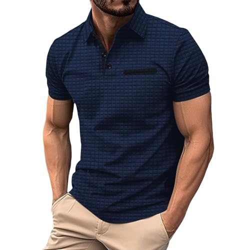 Poloshirt Herren Kurzarm Atmungsaktives Golf Poloshirts, Arbeits T-Shirt Männer Brusttasche, Angesagte Poloshirts Männer,Unifarben Polohemden Basic Freizeit Golf T-Shirts Lolfhemden Oberteile von EQWIGKEIT