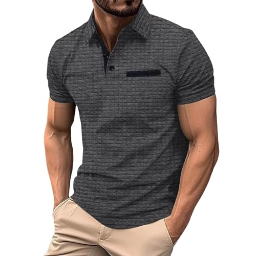 Poloshirt Herren Kurzarm Atmungsaktives Golf Poloshirts, Arbeits T-Shirt Männer Brusttasche, Angesagte Poloshirts Männer,Unifarben Polohemden Basic Freizeit Golf T-Shirts Lolfhemden Oberteile von EQWIGKEIT