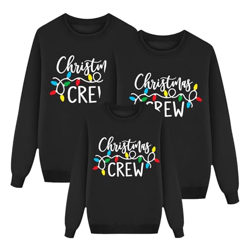 Weihnachtspullover Familie Set Christmas Sweatshirt Familien Outfit Set Casual Rundhals Winterpullover Damen Herren Jungen Mädchen Rentier Muster Xmas Pulli Weihnachtspullis Lustig Pullover Herren von EQWIGKEIT