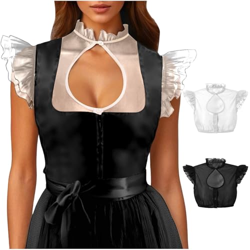 dirndlbluse puffärmel, Dirndlbluse Weiß Dirndl Bluse Grün Trachtenbluse Schwarz Spitze Transparent V Ausschnitt Trachtenblusen Für Damen Grau Kurzarm Dunkelblau Stehkragen Durchsichtig Weiss von EQWIGKEIT