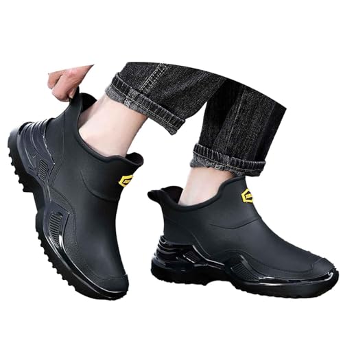 halbhohe gummistiefel damen, Kurze Gummistiefel Herren Halbhoch Gummischuhe Gartenstiefel Wasserdicht Regenstiefel Unisex Erwachsene Arbeitsschuhe Rutschfest Regenschuhe Outdoor Angelstiefel von EQWIGKEIT