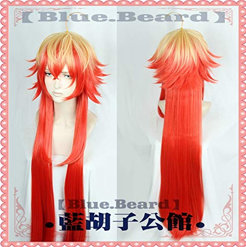 1 Stück FGO Schicksal Grand Order Cosplay Rama Perücke Diener Säbel Rot-Orange Farbverlauf Langes glattes Kunsthaar für Erwachsene von EQWR