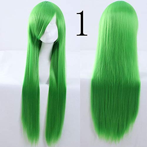 100CM 39 '' Lange gerade Perücken Hitzebeständiges synthetisches Haar Frauen Universal Anime Cosplay Perücke Kostümzubehör Party Perücken + Mütze 1 von EQWR