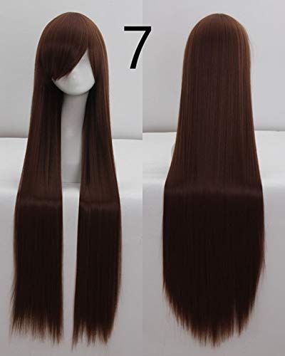 100CM 39 '' Lange gerade Perücken Hitzebeständiges synthetisches Haar Frauen Universal Anime Cosplay Perücke Kostümzubehör Party Perücken + Mütze 7 von EQWR