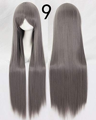 100CM 39 '' lange gerade Perücken Hitzebeständiges synthetisches Haar Frauen Universal Anime Cosplay Perücke Kostüm Zubehör Party Perücken + Mütze 9 von EQWR
