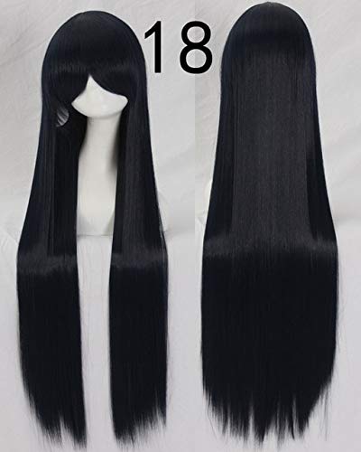 100CM 39 '' lange gerade Perücken Hitzebeständiges synthetisches Haar Frauen Universal Anime Cosplay Perücke Kostümzubehör Party Perücken + Mütze 18 von EQWR