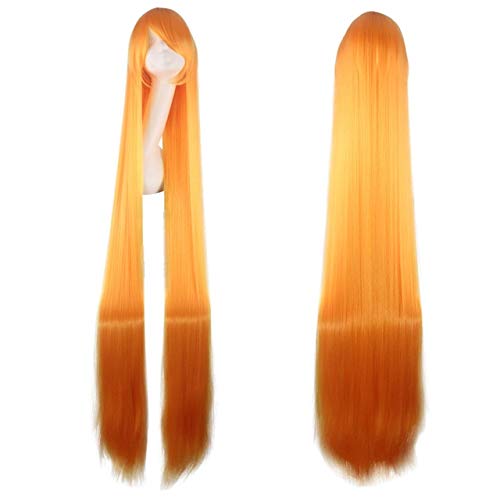 150cm lange gerade gerade blonde orange gelbe Aripot goldene Cosplay Perücke synthetisches Haar Frauen 59"lange beige Cosplay Perücken + Perückenkappe gemeinsame lange gerade Perücke 22 von EQWR