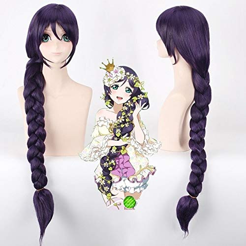 2018 Neuankömmling Love Live! Nozomi Tojo 100cm lange gerade Geflecht Cosplay Perücken für Frauen weibliches Kunsthaar Kostüm Party Blue Braid von EQWR