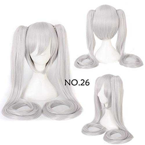 28 Farben Vocaloid Hatsune Miku Perücke Black Rock Shooter Senbon Zakura Cosplay Perücke Langes synthetisches Haar Chip Pferdeschwanz + Perücke Cap Vocaloid Nummer 26 von EQWR