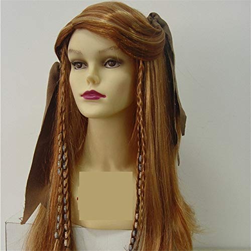2Typ Fluch der Karibik Piratenkapitän Perücke Exakte Perücke Bandana Dreadlock DLX Jack Sparrow Perückenhut Halloween Cosplay Kostüm Frauen Typ von EQWR
