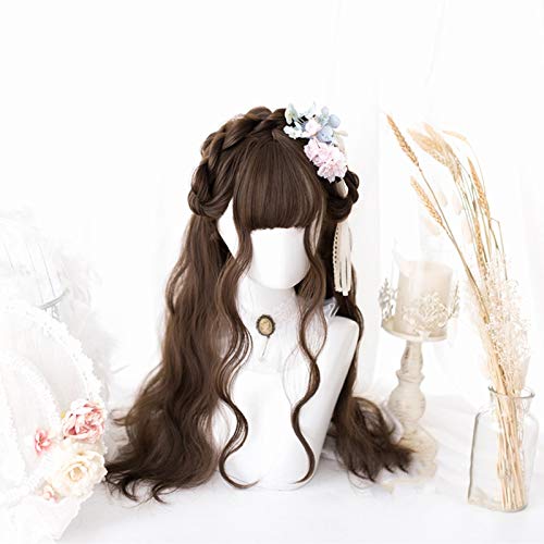 58cm langes lockiges gemischtes es/schwarzes Doppelpferdeschwanz-Haarteil Ombre Lolita Japan Nette Party Halloween Cosplay Perücken + Perücken Mütze schwarz von EQWR