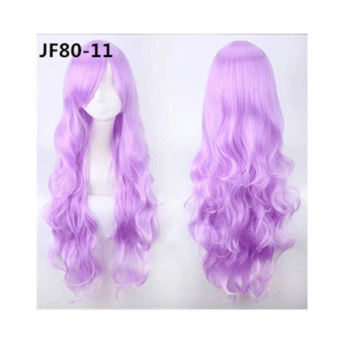 80CM 31''Long Wavy Perücken Hitzebeständiges synthetisches Haar Frauen Universal Anime Cosplay Perücke Kostüm Zubehör Party Perücken + Mütze JF80-11 von EQWR