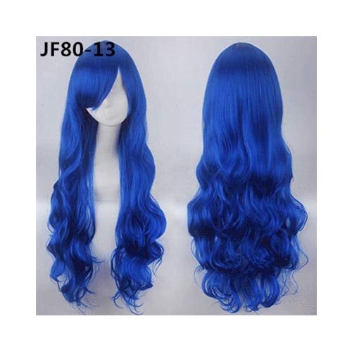 80CM 31''Long Wavy Perücken Hitzebeständiges synthetisches Haar Frauen Universal Anime Cosplay Perücke Kostüm Zubehör Party Perücken + Mütze JF80-13 von EQWR