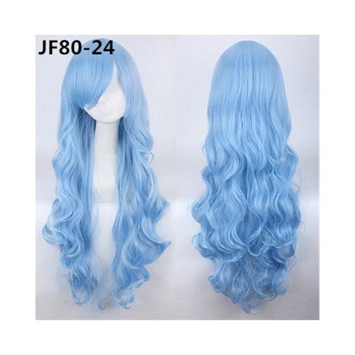 80CM 31''Long Wavy Perücken Hitzebeständiges synthetisches Haar Frauen Universal Anime Cosplay Perücke Kostüm Zubehör Party Perücken + Mütze JF80-24 von EQWR