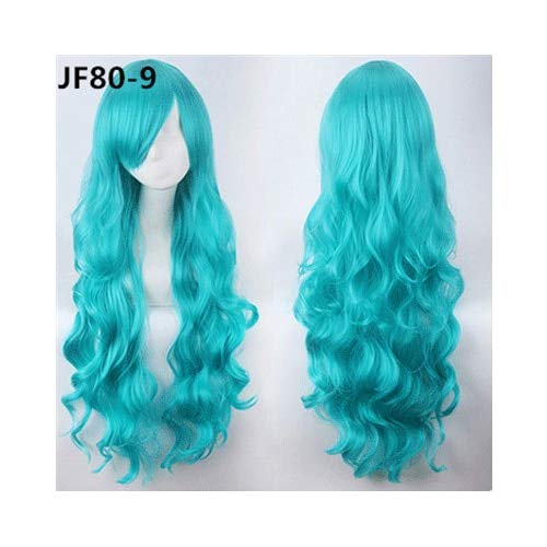 80CM 31''Long Wavy Perücken Hitzebeständiges synthetisches Haar Frauen Universal Anime Cosplay Perücke Kostüm Zubehör Party Perücken + Mütze JF80-9 von EQWR