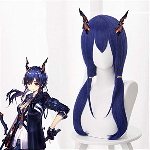 Anime Arknights Cosplay Perücke/Chen Sir Perücken Kostüm Requisiten Blau Doppel Pferdeschwänze Synthetisches Haar + Perücke Kappe Anime Arknights Cosplay Perücke/Chen Sir Perücken Kostüm Requisiten Blau Doppel Pferdeschwänze Synthetisches Haar + Perücke Kappe von EQWR