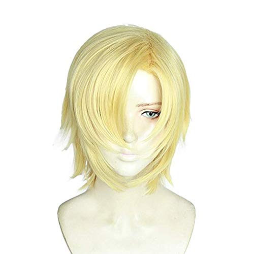 Anime BANANEN FISCH Esche Luchs Perücken Aslan Jade Callenreese Hitzebeständige Cosplay Perücke + Perücke Kappe als das Bild von EQWR