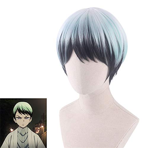 Anime Demon Slayer: Kimetsu no Yaiba Yushirou Cosplay Wigs Short Gradient Color Heat Resistant Synthetic Hair Wig + Wig Cap PL-753 von EQWR