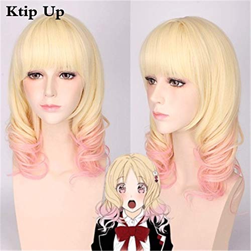 Anime Diabolik Liebhaber Komori Yui Cosplay Perücke Pink Blonde Ombre Mix Lockige synthetische Haar Perücken für Frauen Party Kostüm Perücke von EQWR