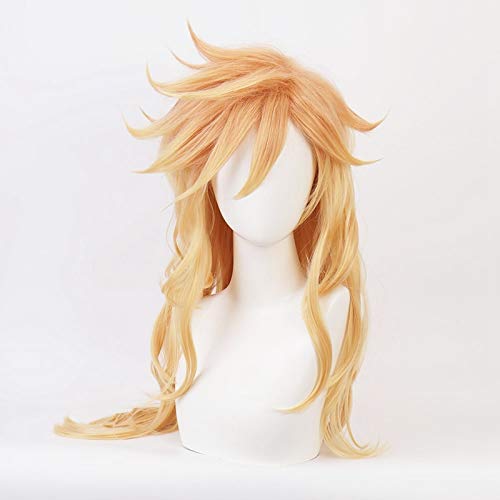 Anime Douma Perücke Dämonentöter Kimetsu No Yaiba Lange Locken Hellgold Synthetisches Haar Halloween Karneval Kostüm Cosplay Perücken KUQX807 von EQWR