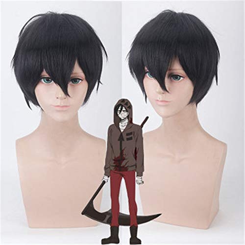 Anime Engel des Todes Zack Isaac Foster Cosplay Perücke Männer Schwarz Kurzes synthetisches Kunsthaar Halloween Party Kostüm Zubehör Perücken von EQWR