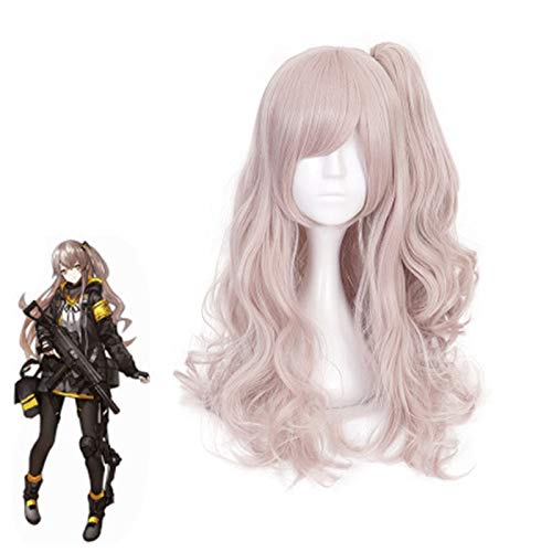 Anime Girls Frontline UMP45 UMP9 Perücke Cosplay Kostüm Frauen Lange Locken Synthetisches Haar Halloween Party Rollenspiel Perücken von EQWR