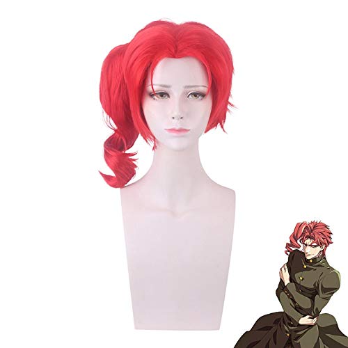 Anime JoJo Bizarre Abenteuer Rolle Perücke Kakyoin Noriaki Cosplay Perücke Red Curl Hochtemperatur Faser Perücke Cap von EQWR