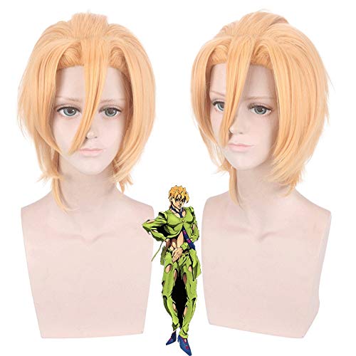 Anime JoJos bizarres Abenteuer Goldener Wind Pannacotta Fugo Cosplay Kurze Blonde Perücke Halloween Cosplay Kostüm Perücken + Perückenkappe PL-550 von EQWR