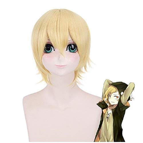 Anime Kagerou Projekt MekakuCity Schauspieler Cosplay Perücke Synthetisches Haar Kano Shuuya goldene Cosplay Perücken + Perückenkappe Perückenkappe Projekt MekakuCity A FQ001A-3 von EQWR