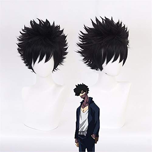 Anime My Hero Academia Dabi Cosplay Wig Boku no Hero Academia Short Black Synthetic Hair Halloween Party Costume Wigs+ wig cap von EQWR