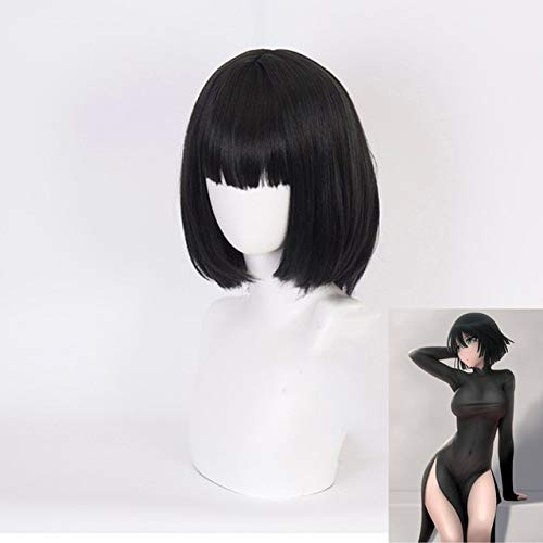 Anime One Punch Man Cosplay Perücken Fubuki Cosplay Hitzebeständige synthetische Perücke Haar Halloween Party + Perücke Kappe schwarz von EQWR