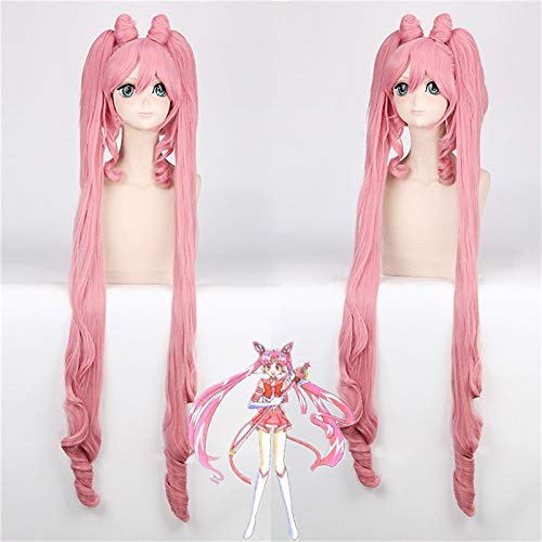 Anime Sailor Moon Chibiusa Perücke Cosplay Kostüm Sailor Chibi Frauen Rosa Hitzebeständige synthetische Haarperücken PL-049 von EQWR