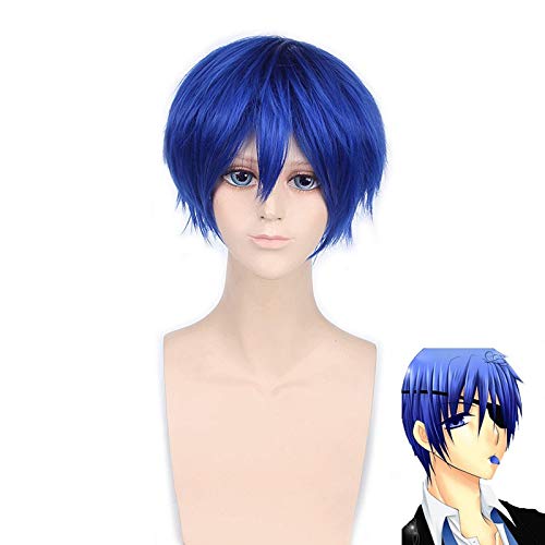 Anime Vocaloid Kaito Cosplay Perücken Blau Kurz Hitzebeständig Faser Synthetisches Haar Rollenspiel Kostüm Perücke PL-002-11 von EQWR