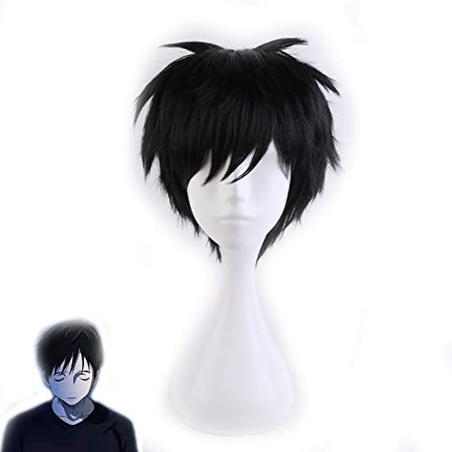 Anime YURI !!! auf ICE Katsuki Yuuri Short Schwarz Slicked Back Hitzebeständige Cosplay Kostüm Perücke + Perücke Cap MZ046 von EQWR
