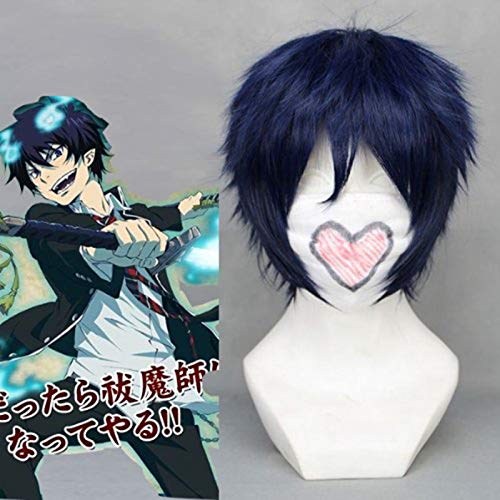 Ao no Blue Exorzist Okumura Rin Blue Kurzes hitzebeständiges Haar Perucas Cosplay Kostüm Perücke + Free Perücke Cap ZK-000248 von EQWR