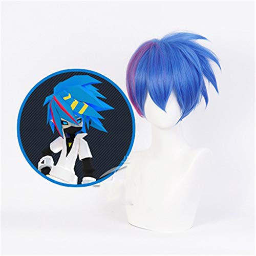 Aotu World Cosplay Ninler Cosplay Perücke Männer kurz rot blau gemischt hitzebeständig synthetisches Haar Anime Party Kostüm Perücken KUQX6895 von EQWR