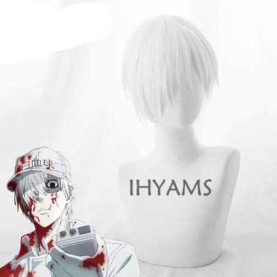 Blood Blockade Battlefront Zapp Renfro Kurze weiße Cosplay Perücke Synthetisches Haar + Perückenkappe als Bild von EQWR