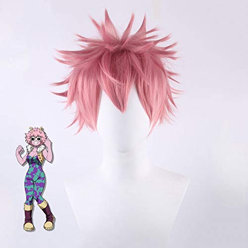 Boku kein Held Academia Mina Ashido Perücke Cosplay Kostüm Mein Held Academia Männer Frauen Kurzes synthetisches Haar Party Rollenspiel Perücken PL-774 von EQWR