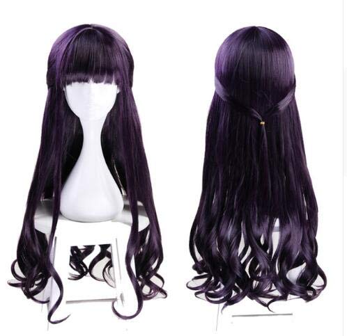 CardCaptor Sakura CLEAR CARD Daidouji Tomoyo Perücke Card Captor 75 cm Dunkelviolett Langes synthetisches Haar Lockige Cosplay Perücken + Perückenkappe als Bild von EQWR
