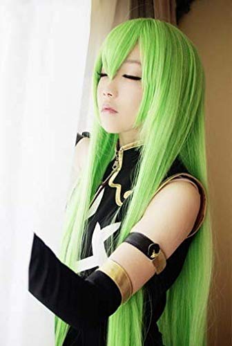 Code Geass.CC 100cm Lange gerade Hochtemperaturfaser Mode synthetische Spielperücke Klassische Cosplay Perücke + Perücke Cap Code Geass wie das Bild von EQWR
