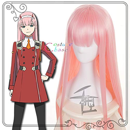 DARLING in der FRANXX 02 Zero Two 100cm lange rosa Rollenspiel Halloween Cosplay Kostüme Synthetische Haar Party + Free Perücke Cap von EQWR