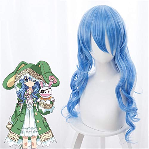 DATE A LIVE 3. Staffel Yoshino Cosplay Perücken Lange lockige gewellte blaue Mischung Synthetisches Haar Perucas Kostüm Rollenspiel Perücke für Erwachsene KUZ394 von EQWR